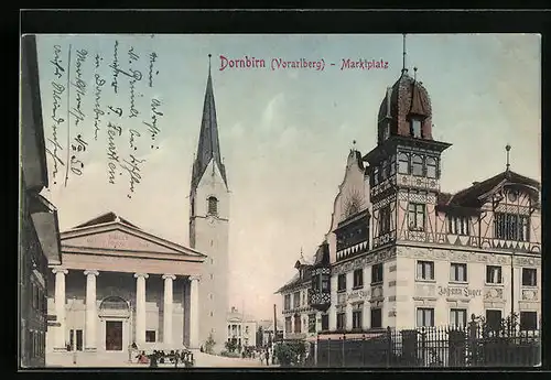 AK Dornbirn, Marktplatz mit Kirche