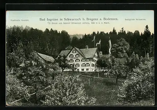 AK Schwarzach b. Bregenz, Blick zum Gasthaus Bad Ingrüne