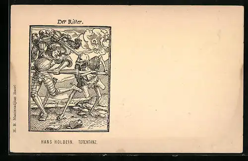 Künstler-AK Hans Holbein, Totentanz - Der Ritter