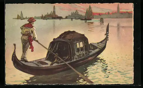 Künstler-AK Venezia, La Gondola