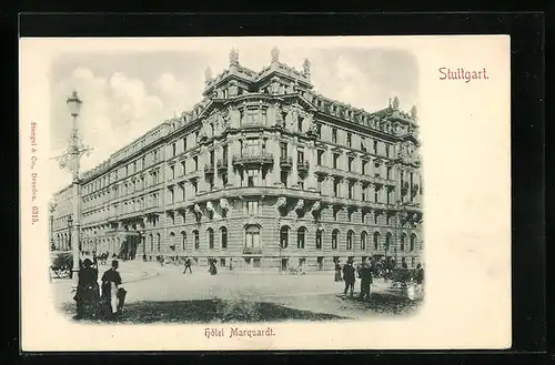 AK Stuttgart, Passanten am Hotel Marquardt