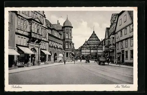 AK Paderborn, Strassenpartie am Rathaus