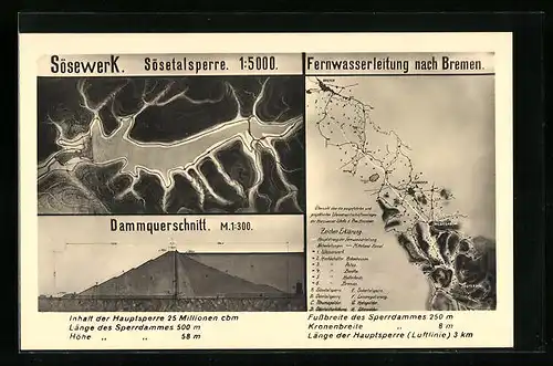 AK Osterode /Harz, Ansicht der Sösetalsperre, Sösewerk
