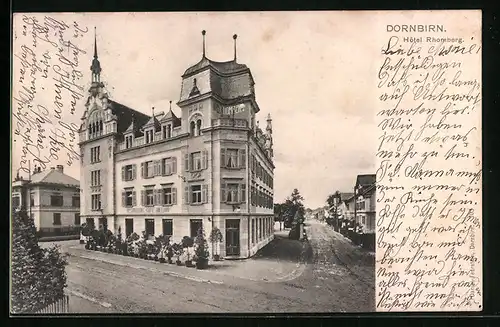 AK Dornbirn, Hotel Rhomberg in der Strassenansicht