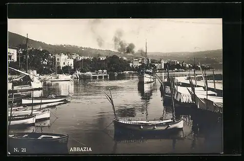 AK Abbazia, Dampfer kurz vor dem Anlegen