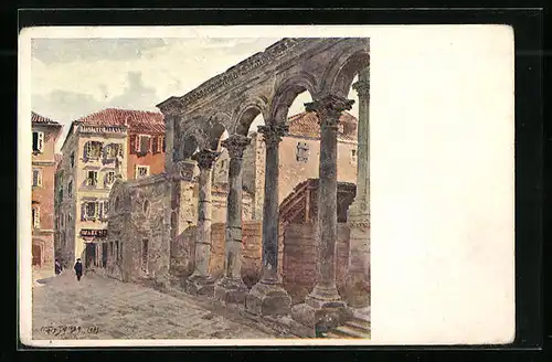 Künstler-AK Split, Am Peristil