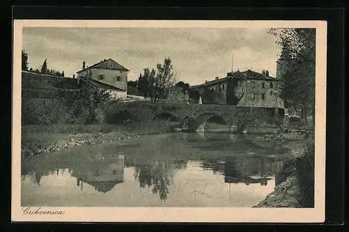 AK Crikvenica, Uferpartie mit Brücke