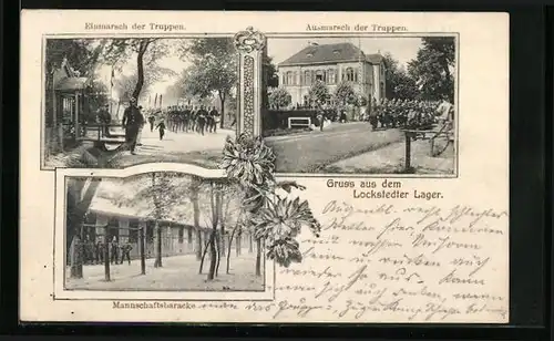 AK Lockstedt, Lockstedter Lager, Mannschaftsbaracke, Einmarsch und Ausmarsch der Truppen