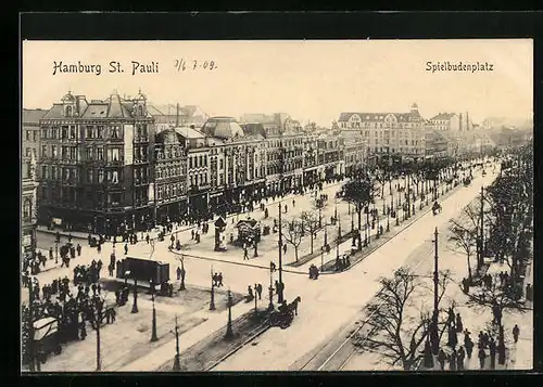 AK Hamburg-St. Pauli, Spielbudenplatz mit Geschäften