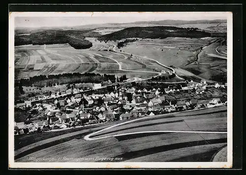 AK Mägerkingen b. Reutlingen, Fliegeraufnahme von Ort und Umgebung