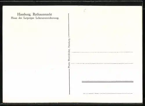 AK Hamburg, Rathausmarkt, Haus der Leipziger Lebensversicherung