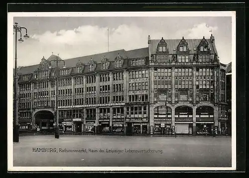 AK Hamburg, Rathausmarkt, Haus der Leipziger Lebensversicherung