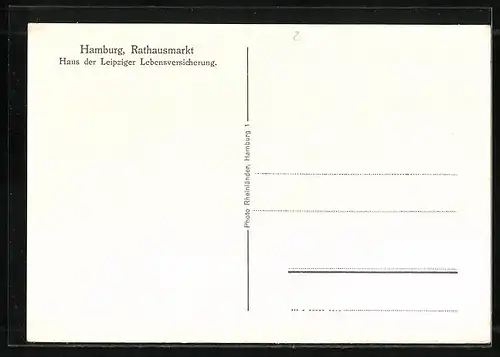 AK Hamburg, Rathausmarkt, Haus der Leipziger Lebensversicherung