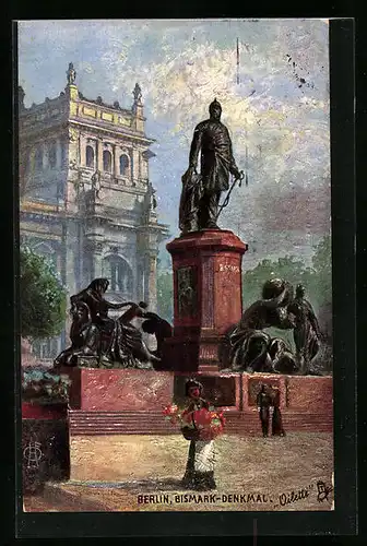 Künstler-AK Berlin, Bismarck-Denkmal