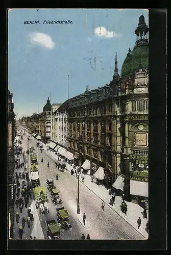 AK Berlin, Friedrichstrasse mit Equitab Cafe