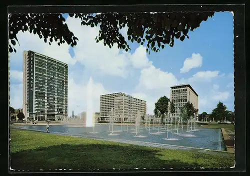 AK Berlin, Ernst-Reuter-Platz mit Wasserspielen