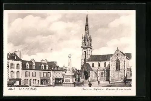 AK Landivisiau, Place de l`Eglise et Monument aux Morts