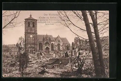 AK Rethel, Kirche im zerstörten Ort