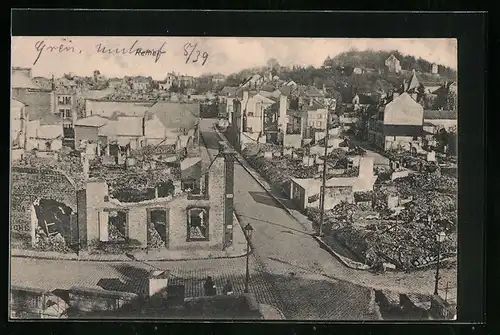 AK Rethel, Strassenpartie mit Trümmerlandschaft