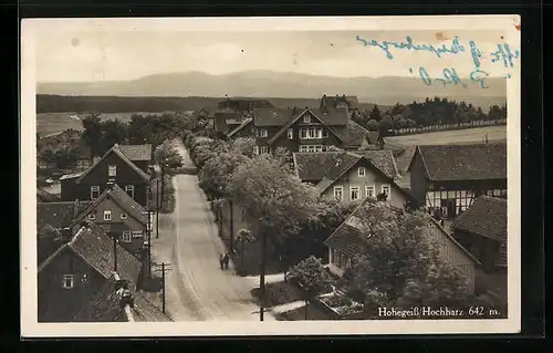 AK Hohegeiss /Harz, Teilansicht mit Strasse aus der Vogelschau