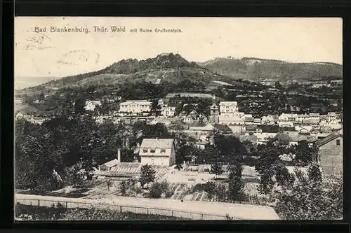 AK Blankenburg /Thür. Wald, Teilansicht mit Ruine Greifenstein