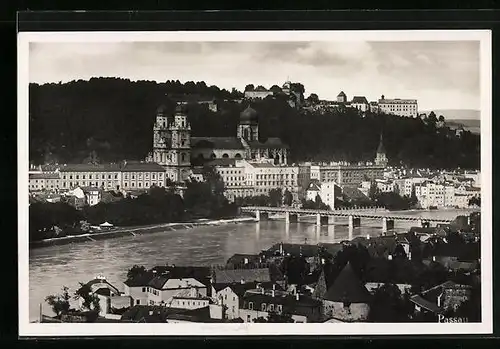 AK Passau, Teilansicht mit Brücke