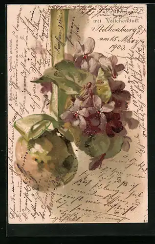 Duft-AK Veilchen mit Schleife