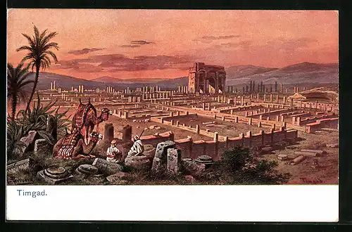 Künstler-AK Friedrich Perlberg: Timgad, Überreste der römischen Stadt