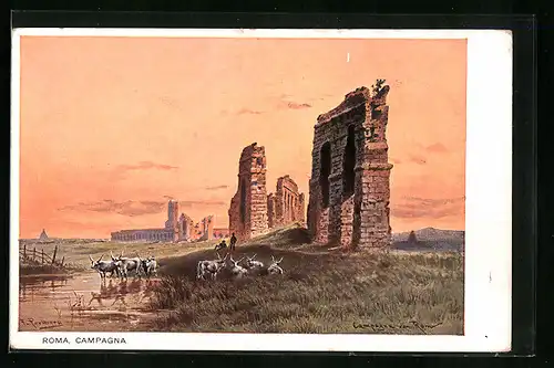 Künstler-AK Friedrich Perlberg: Roma, Campagna