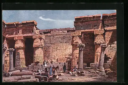 Künstler-AK Friedrich Perlberg: Court of the temple of Medeenet Haboo