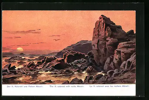 Künstler-AK Friedrich Perlberg: Der II. Katarakt und Felsen Abusir