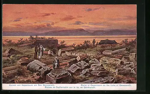 Künstler-AK Friedrich Perlberg: Ruinen von Kapernaum am See Genezareth