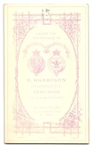 Fotografie E. Harrison, Newcastle, Herrr im Anzug mit heller Hose und Fliege posiert im Atelier