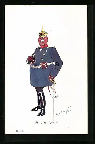 Künstler-AK Fritz Schönpflug: Der Herr Oberst