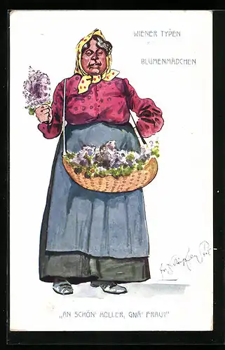 Künstler-AK Fritz Schönpflug: Wiener Typen: Blumenmädchen