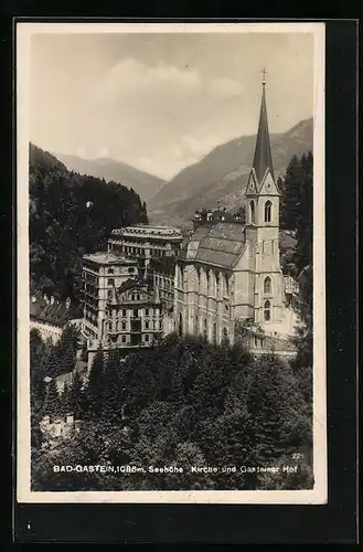 AK Bad Gastein, Kirche und Gasteiner Hof