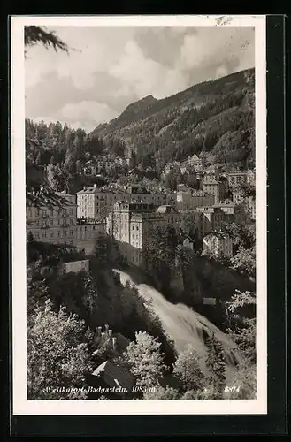AK Badgastein, Teilansicht mit Wasserfall