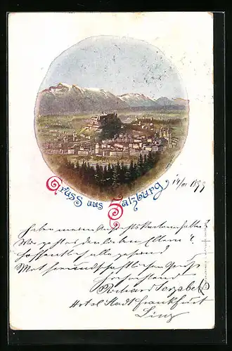 Künstler-AK Salzburg, Totalansicht