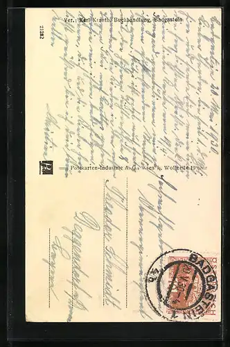 AK Badgastein, Teilansicht mit Wasserfall aus der Vogelschau