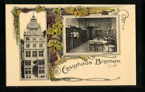 Passepartout-AK Bremen, Gasthof Essighaus mit Esszimmer