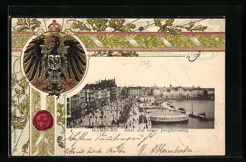Präge-AK Hamburg-Neustadt, Strassenpartie am alten und neuen Jungfernstieg