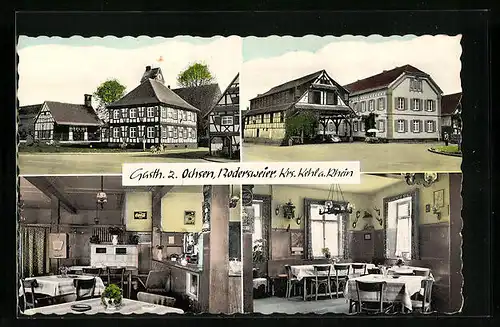 AK Bodersweier /Kr. Kehl am Rhein, Gasthaus zum Ochsen - Gebäude- und Innenansichten