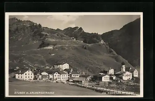 AK Stuben, Panorama mit Arlbergstrasse