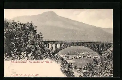 AK Klösterle, Wäldlibachbrücke mit Blick zum Ort