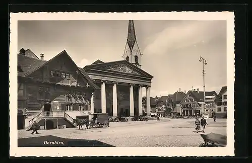 AK Dornbirn, Ortspartie mit Blick auf Kirche