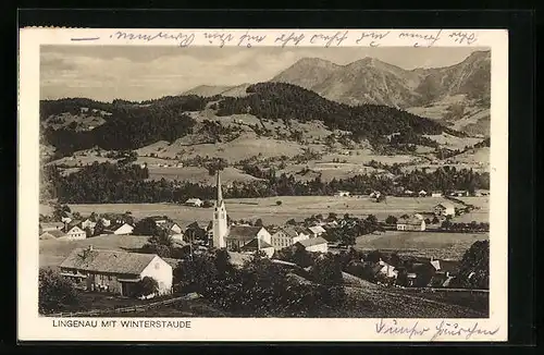 AK Lingenau, Ortsansicht mit Winterstaude