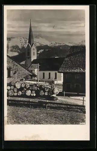 AK Sibratsgfäll, Gasthaus zum Hirsch mit Kirche