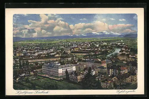 AK Laibach, Totalansicht aus der Vogelschau