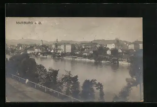 AK Marburg a. D., Panorama mit Flusspartie