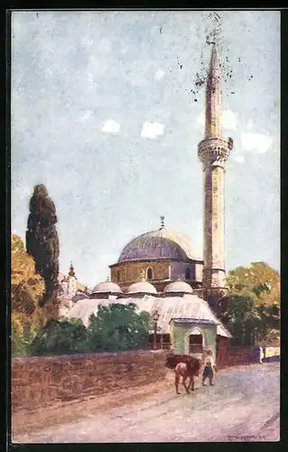 Künstler-AK Mostar, Karadzibeg-Moschee